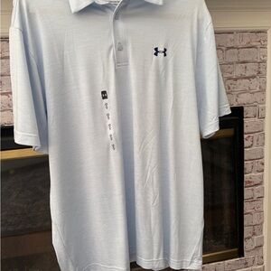 Men's Light Blue Under Armor Polo Shirt Large